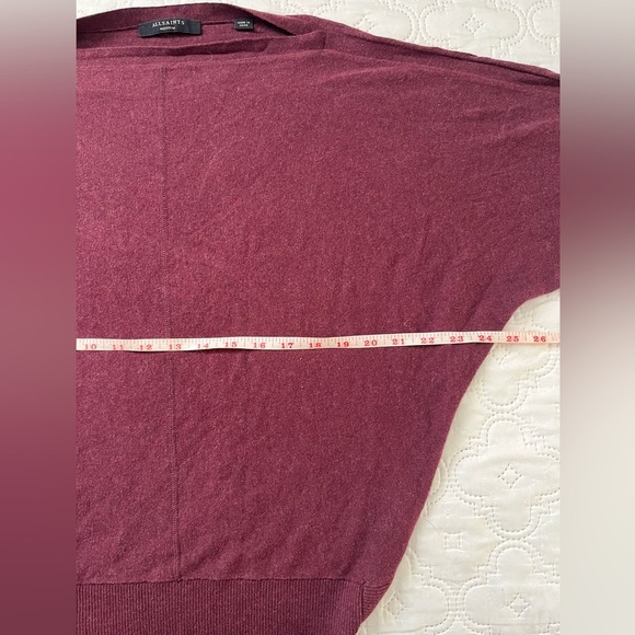 AllSaints Burgundy Dolman Sleeve Sweater Women’s Size M 3/4 Sleeve - Picture 5 of 10